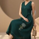 Dark Green Sleeveless V-Neck Tree