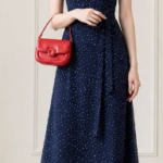 Navy Tiny Polka Dot Square Neck Ruffle Strap Tie Waist Maxi Dress