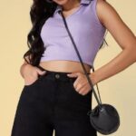 Black Raw Edge Knee-Length Denim Bermuda Shorts