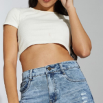Light Wash Distressed Frayed Hem Denim Hot Shorts