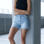 Light Blue Relaxed Fit Denim Bermuda Shorts
