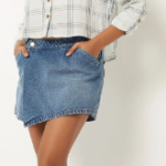Light Wash Loose Fit Denim Skort