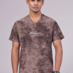 Men Typography Dyed V-Neck T-shirt