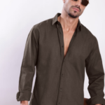 Men Spread Collar Cotton Linen Regular Fit Casual Shirt
