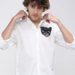 Men White Slim Fit Casual Shirt