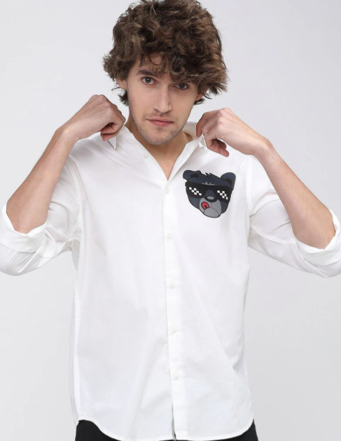 屏幕截图 2026-07-25 175425 Men White Slim Fit Casual Shirt - Image 1