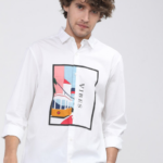 Men White Slim Fit Casual Shirt