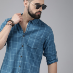 Men Blue Pure Cotton Checked Casual Shirt