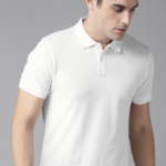 Men White Polo Collar Cotton Cotton T-shirt
