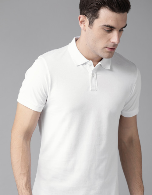屏幕截图 2026-07-28 164142 Men White Polo Collar Cotton Cotton T-shirt - Image 1