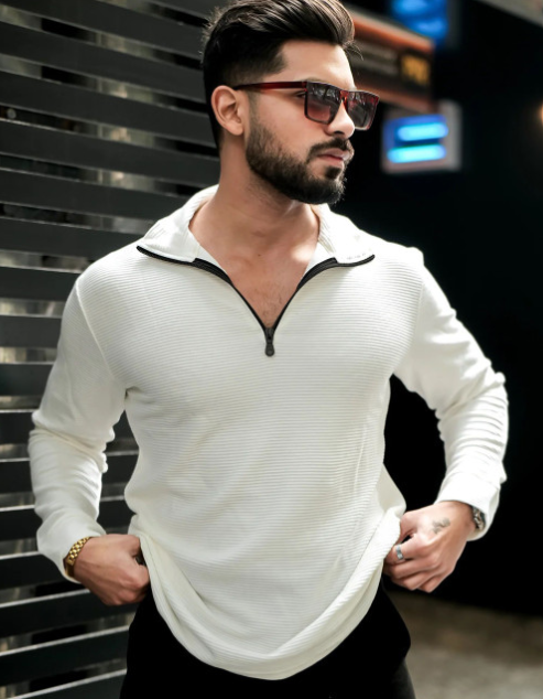屏幕截图 2026-07-28 164401 Men Self Design V-Neck Cotton T-shirt - Image 1