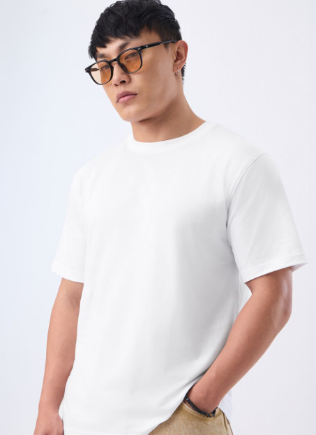 屏幕截图 2026-07-28 165053 Men Relaxed Fit Solid White T-Shirts - Image 1
