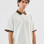 Oversized Polo Collar Drop-Shoulder Sleeves Pure Cotton T-Shirt