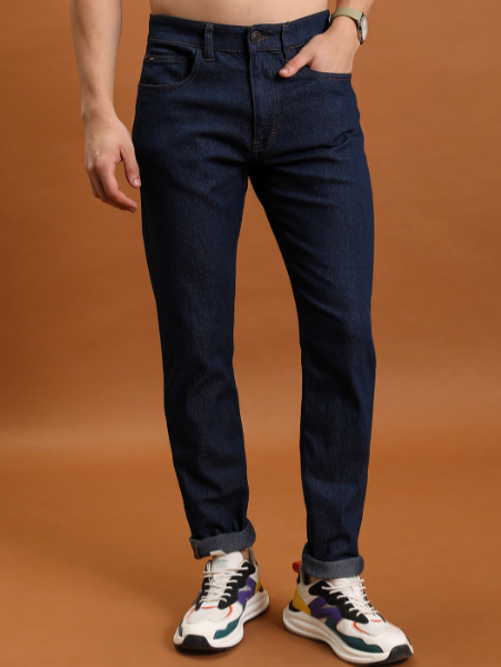 Men Slim Fit Mid-Rise Dark Jeans